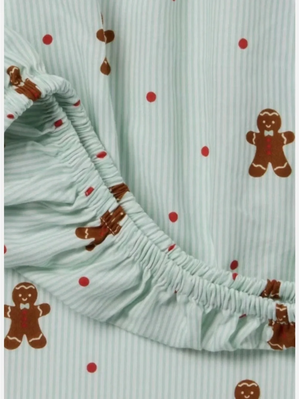 Gingerbread DREAMS Mint Pin Stripe Poka Dots FULL Sheets —  Festive Nostalgic